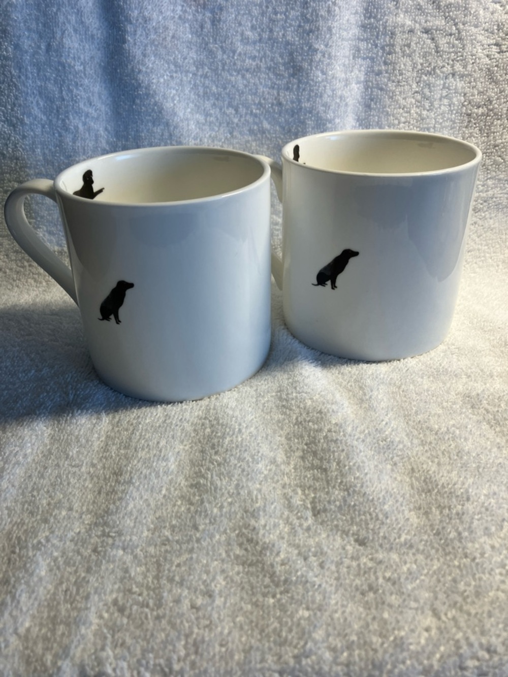 Pair of Bone China Mugs with Black Labrador Dogs Silhouettes Sophia Allport